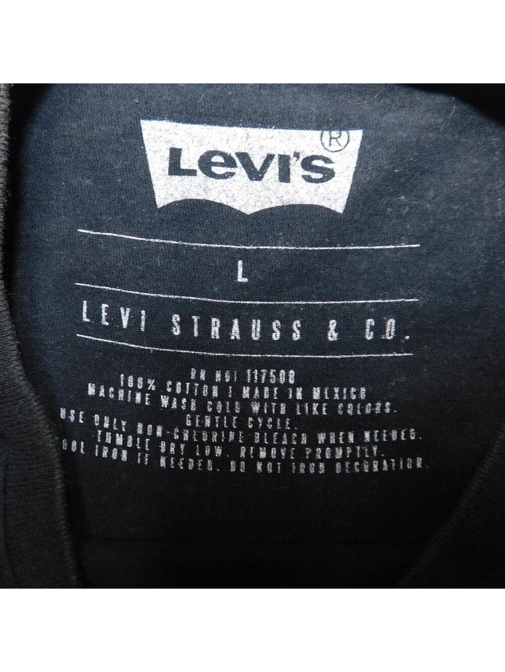 Levi's Men's Size L Large Black Classic Batwing Logo Graphic T-Shirt Cotton